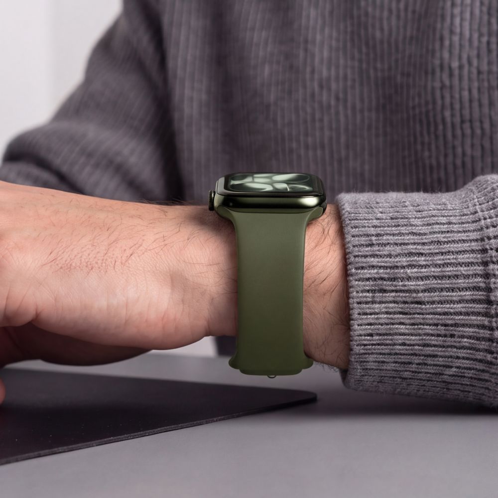 Dirželis Tech-Protect Silicone Apple Watch 8 / 9 / 10 / 11 / 12 / SE / Ultra (44 / 45 / 46 / 49 mm), alyvuogių žalias --...