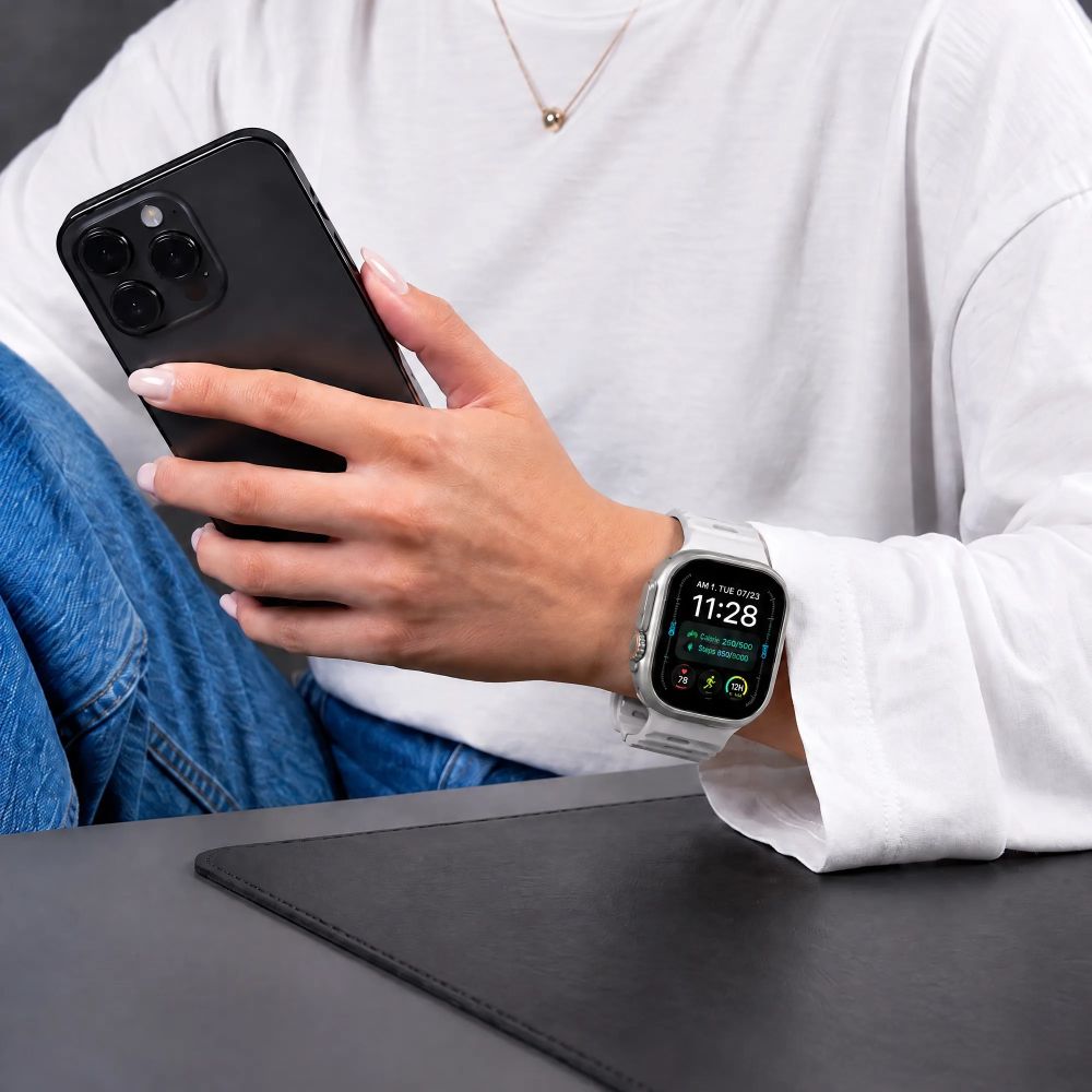 Dirželis Tech-Protect Silicone Line Apple Watch 8 / 9 / 10 / 11 / 12 / SE / Ultra (44 / 45 / 46 / 49 mm), pilkas -- Apple...