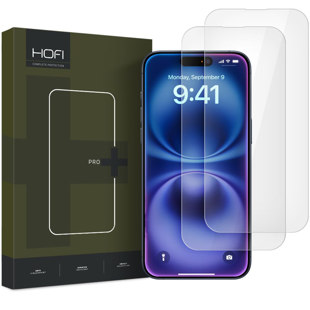 Apsauginis stiklas Hofi Glass Pro+ 2 vnt. iPhone 15 / 16, skaidrus -- iPhone 15, iPhone 16