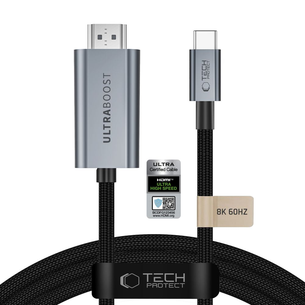 Kabelis Tech-Protect UltraBoost USB-C į HDMI 2.1 8K 60 Hz 300 cm, pilkas -- Uncategorized