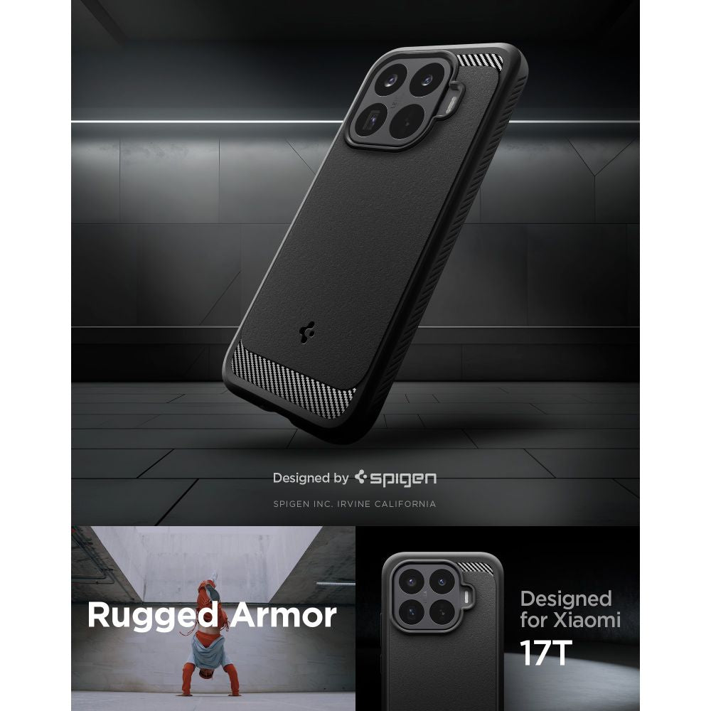Dėklas Spigen Rugged Armor Xiaomi 17T, matinis juodas -- Xiaomi 17T