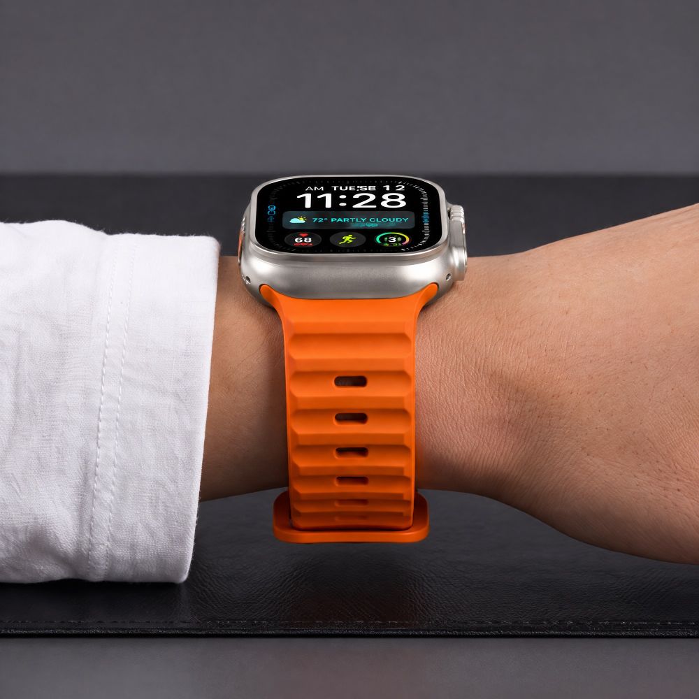 Dirželis Tech-Protect Silicone Line Apple Watch 8 / 9 / 10 / 11 / 12 / SE / Ultra (44 / 45 / 46 / 49 mm), oranžinis --...