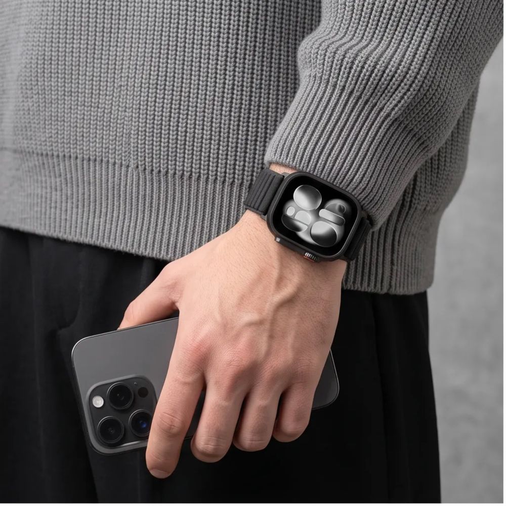 Dirželis Tech-Protect NylonLoop Apple Watch 8 / 9 / 10 / 11 / 12 / SE (40 / 41 / 42 mm), juodas -- Apple Watch 8 (41 mm),...