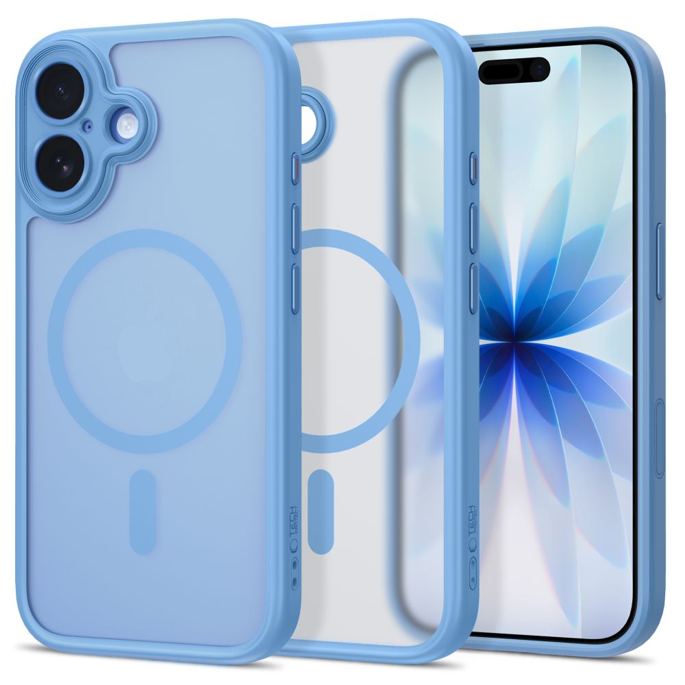 Dėklas Tech-Protect MagPeak MagSafe CC iPhone 17, Matte Mist Blue (matinis mėlynas) -- iPhone 17