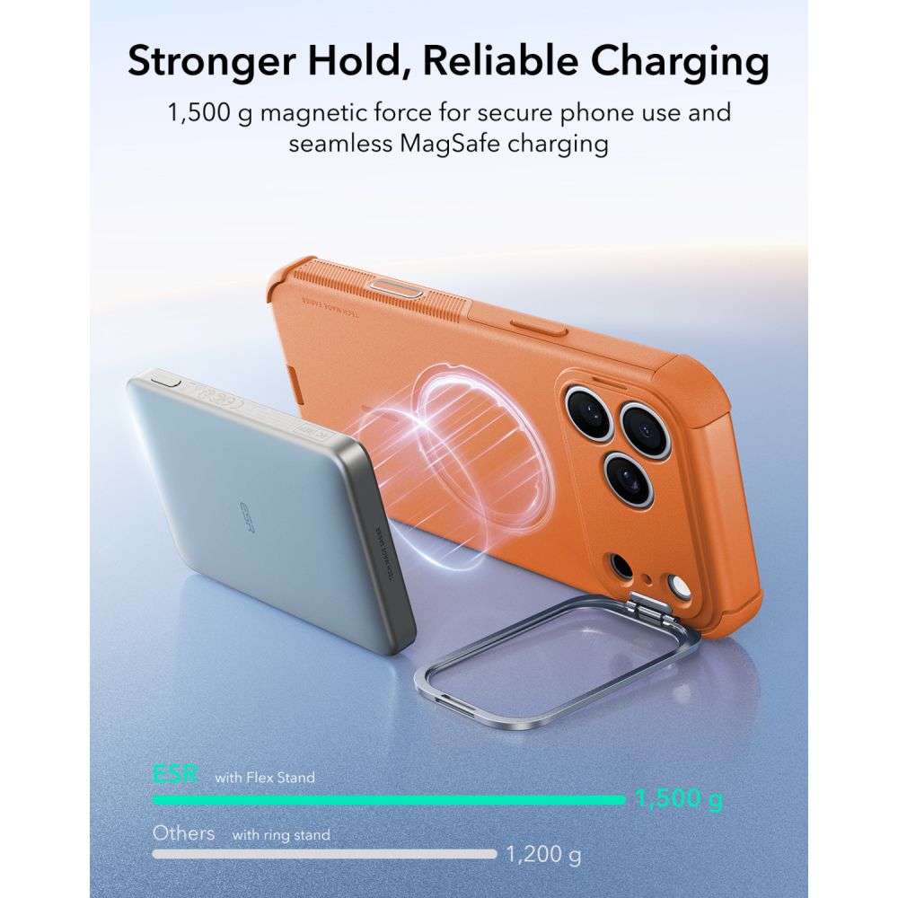 Dėklas ESR Cyber Tough Kickstand MagSafe iPhone 17 Pro / 18 Pro, oranžinis -- iPhone 17 Pro, iPhone 18 Pro