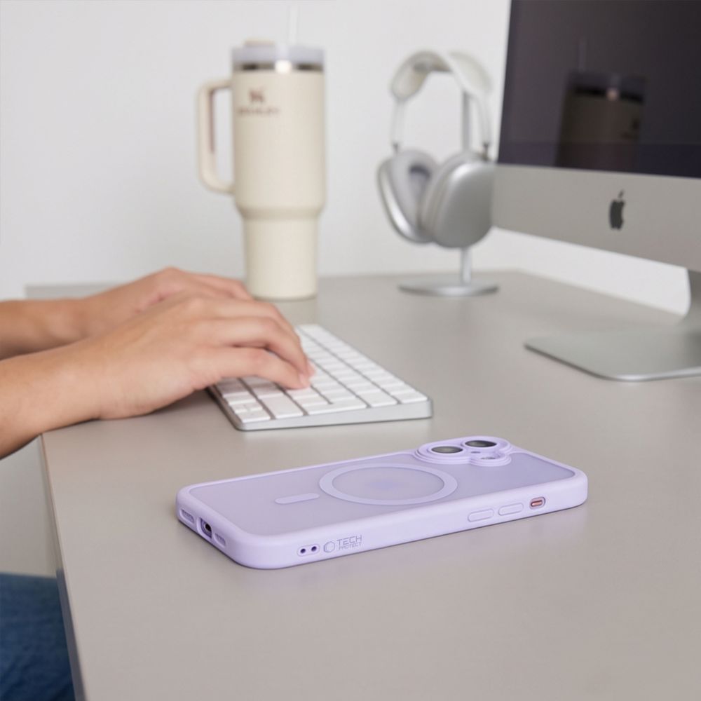 Dėklas Tech-Protect MagPeak MagSafe CC iPhone 17, matinis violetinis -- iPhone 17