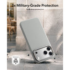Dėklas ESR Leather Kickstand MagSafe iPhone 17 Pro / 18 Pro, pilkas -- iPhone 17 Pro, iPhone 18 Pro