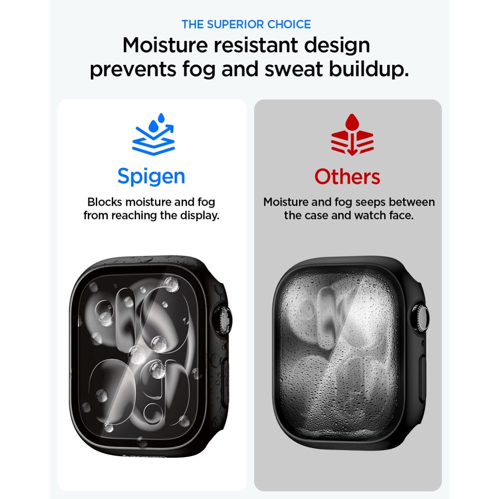 Dėklas Spigen Thin Fit 360 Apple Watch 10 / 11 (46 mm), juodas -- Apple Watch 10 (46 mm), Apple Watch 11 (46 mm)