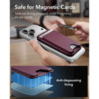 Piniginė ESR Classic RFID Magnetic Wallet Stand su MagSafe, tamsiai bordinė -- iPhone 17e, iPhone 17 Pro Max, iPhone 17...