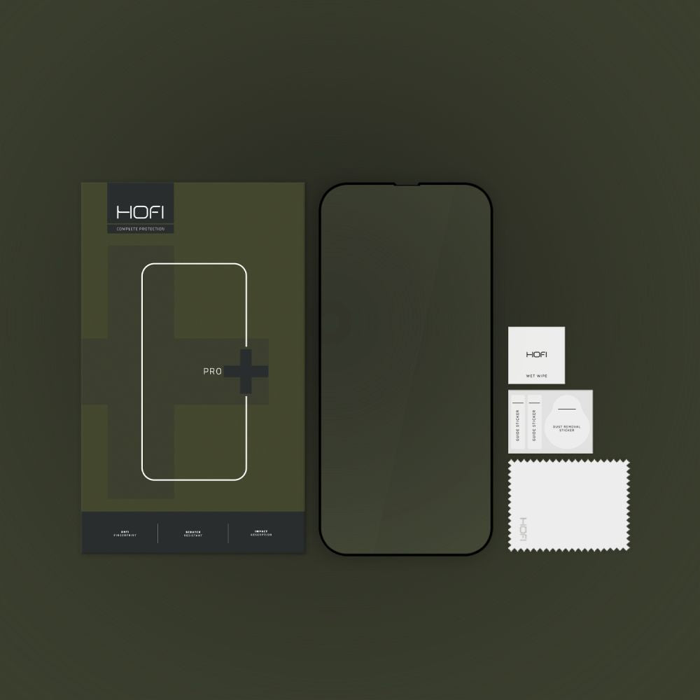 Apsauginis stiklas Hofi Glass Pro+ iPhone 13 / 13 Pro / 14 / 16e / 17e, juodas -- iPhone 13, iPhone 13 Pro, iPhone 14,...
