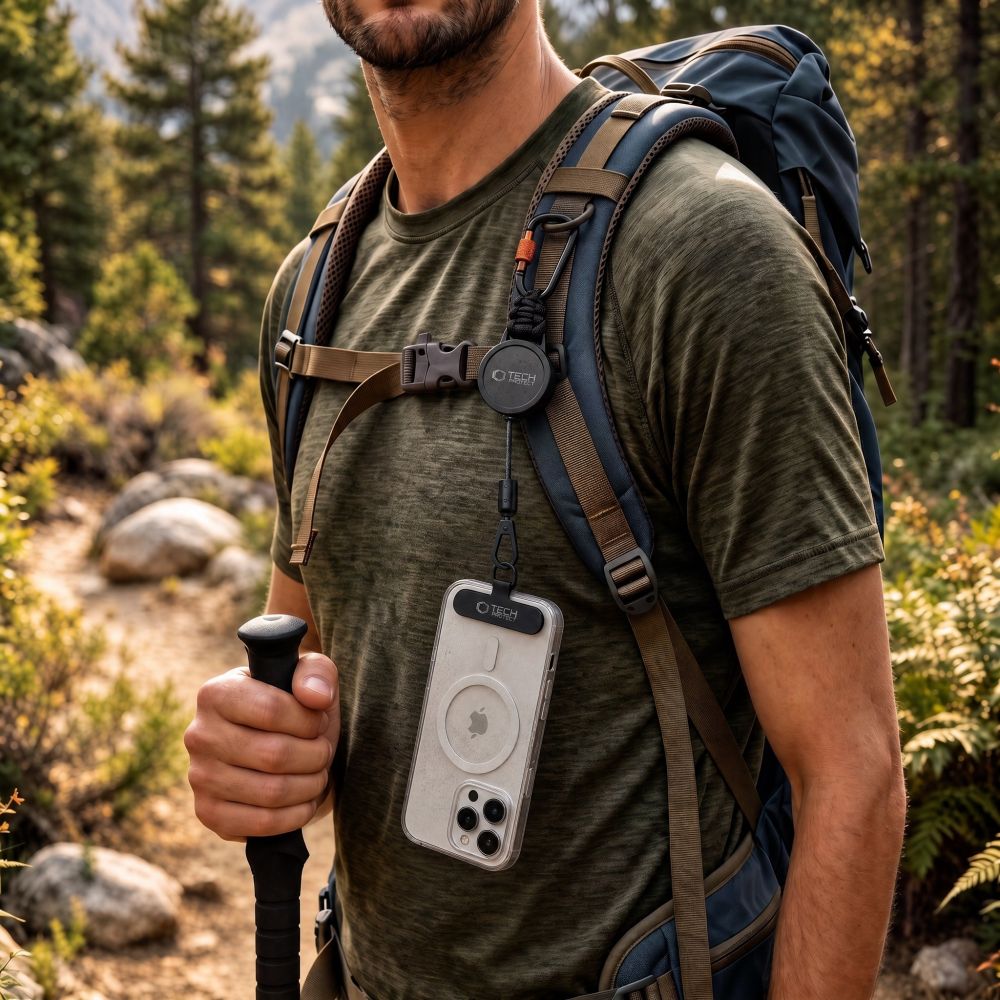 Laikiklis Tech-Protect ATH04 UrbanLoop nuo vagysčių, juodas/oranžinis -- TECH-PROTECT//Akcesoria//Smycze