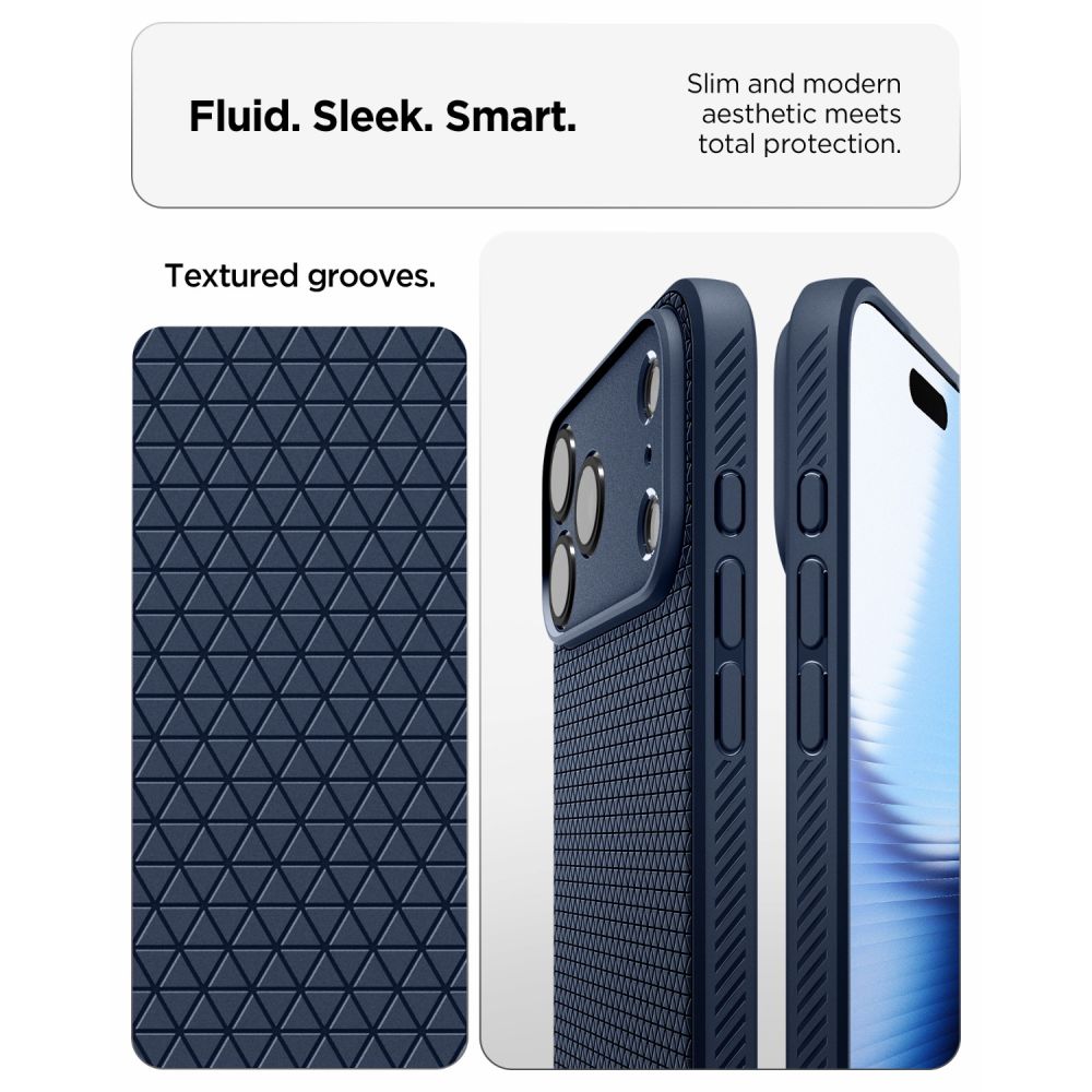 Dėklas Spigen Liquid Air iPhone 17 Pro / 18 Pro, tamsiai mėlynas -- iPhone 17 Pro, iPhone 18 Pro