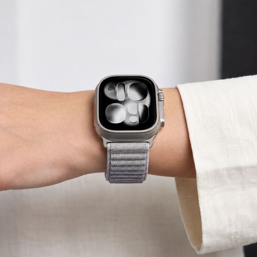 Dirželis Tech-Protect NylonLoop Apple Watch 8 / 9 / 10 / 11 / 12 / SE / Ultra (44 / 45 / 46 / 49 mm), šviesiai pilkas --...