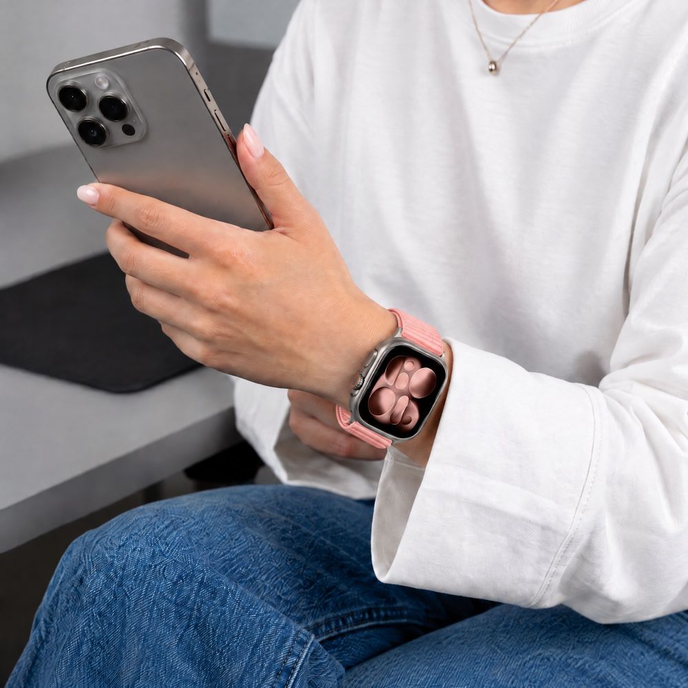 Dirželis Tech-Protect NylonLoop Apple Watch 8 / 9 / 10 / 11 / 12 / SE (40 / 41 / 42 mm), šviesiai rožinis -- Apple Watch...