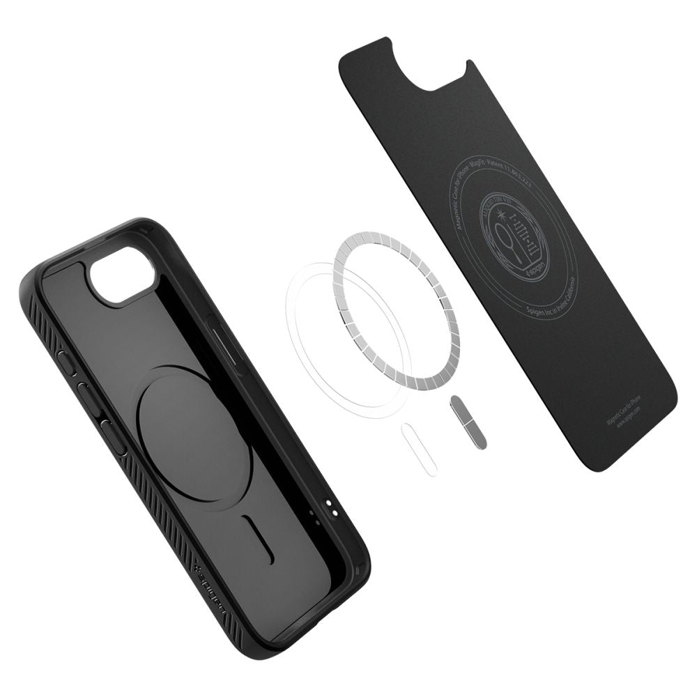 Dėklas Spigen Liquid Air Mag MagSafe iPhone 16e / 17e, matinis juodas -- iPhone 16e, iPhone 17e