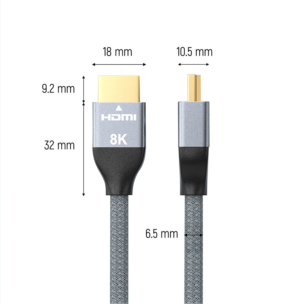 Wozinsky HDMI 2.1 kabelis 8K 60 Hz 48 Gbps / 4K 120 Hz / 2K 144 Hz 3 m sidabrinis (WHDMI-30) -- Video Cables