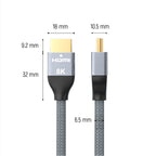 Wozinsky HDMI 2.1 kabelis 8K 60 Hz 48 Gbps / 4K 120 Hz / 2K 144 Hz 3 m sidabrinis (WHDMI-30) -- Video Cables