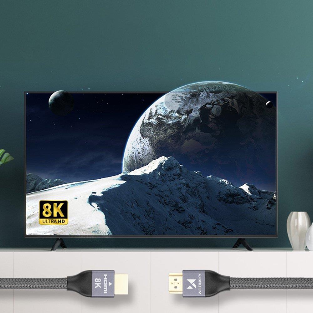 Wozinsky HDMI 2.1 kabelis 8K 60 Hz 48 Gbps / 4K 120 Hz / 2K 144 Hz 3 m sidabrinis (WHDMI-30) -- Video Cables