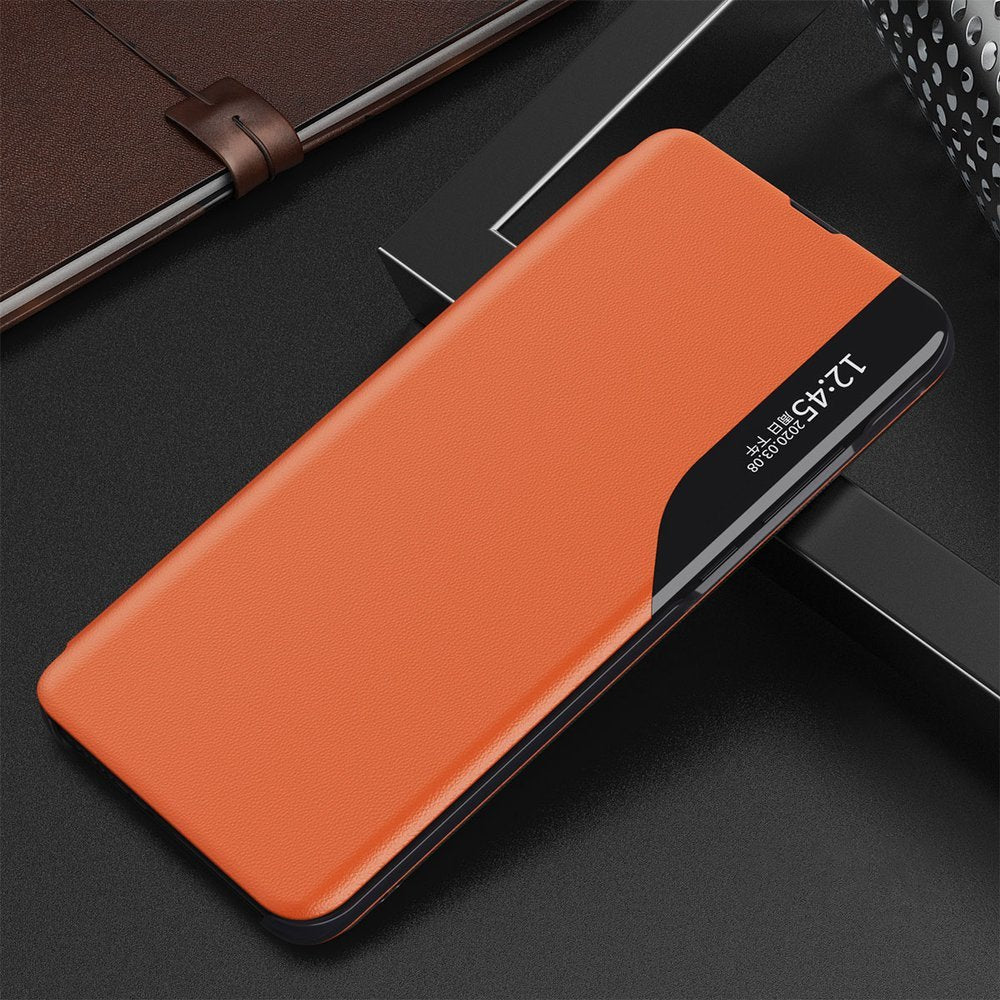 Eco Leather View dėklas Xiaomi Redmi K40 / Poco F3 – oranžinis -- Xiaomi Redmi K40 Pro+