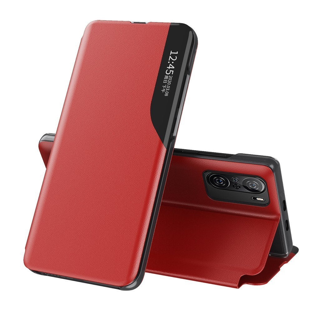 Eco Leather View dėklas Xiaomi Redmi K40 / Poco F3 – raudonas -- Xiaomi Redmi K40 Pro+