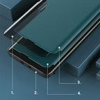Eco Leather View dėklas Xiaomi Redmi K40 / Poco F3 – raudonas -- Xiaomi Redmi K40 Pro+
