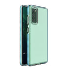 Skaidrus TPU dėklas Samsung Galaxy A72 4G – šviesiai mėlynas rėmelis -- Samsung Galaxy A72