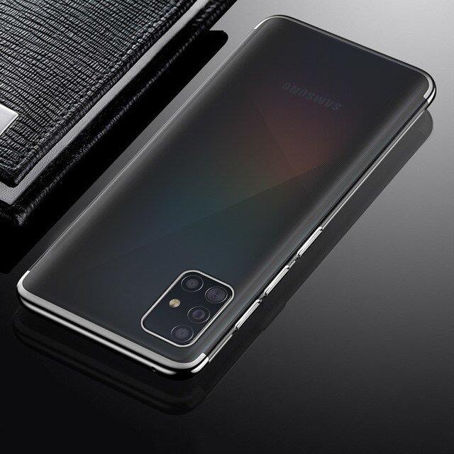 Skaidrus itin plonas TPU dėklas Samsung Galaxy A72 4G – juodas -- Samsung Galaxy A72