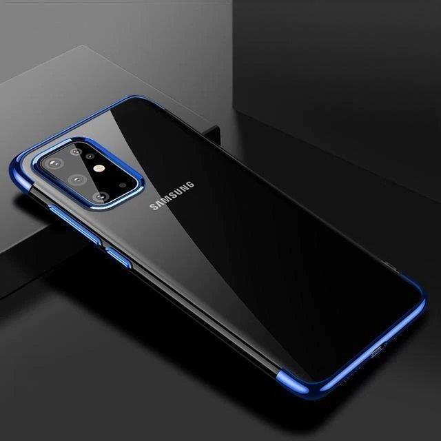 Skaidrus 0,3 mm TPU dėklas Samsung Galaxy A72 4G – mėlynas -- Samsung Galaxy A72