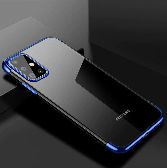 Skaidrus 0,3 mm TPU dėklas Samsung Galaxy A72 4G – mėlynas -- Samsung Galaxy A72