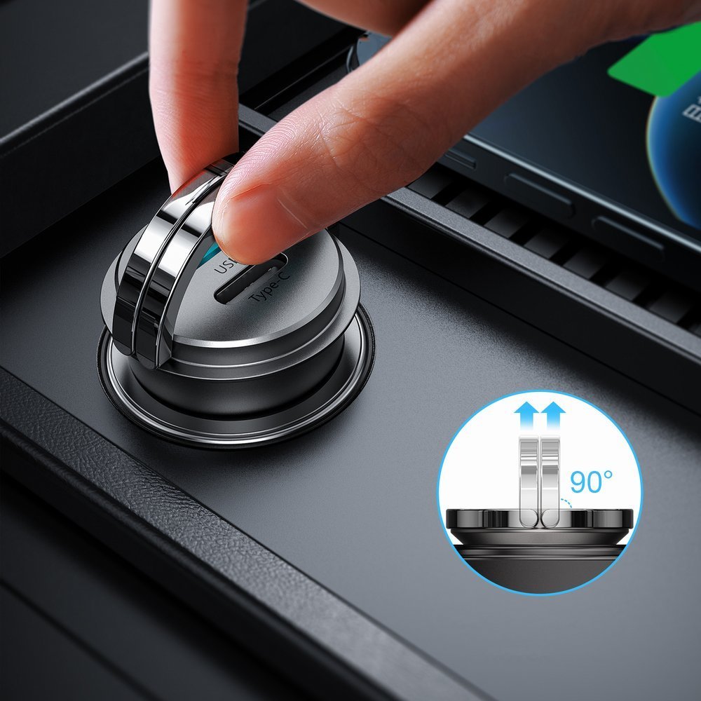 Joyroom greitas automobilinis įkroviklis USB Type C / USB 45W 5A Power Delivery Quick Charge 3.0 AFC SCP pilkas (C-A35)