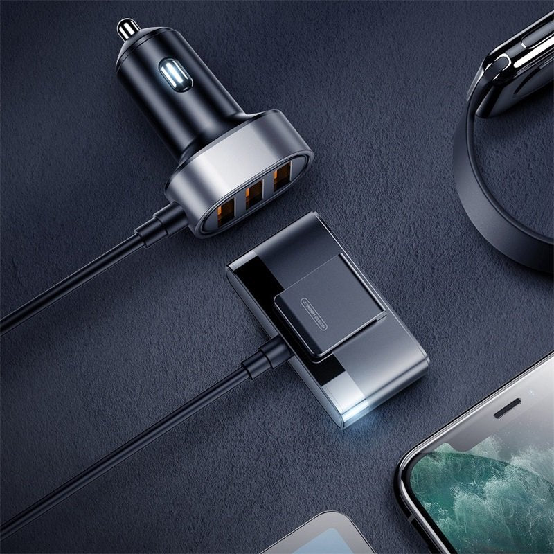 Joyroom greitas automobilinis įkroviklis 5x USB 6.2 A su prailginimo laidu juodas (JR-CL03)