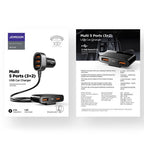 Joyroom greitas automobilinis įkroviklis 5x USB 6.2 A su prailginimo laidu juodas (JR-CL03)