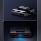 Joyroom greitas automobilinis įkroviklis 5x USB 6.2 A su prailginimo laidu juodas (JR-CL03)