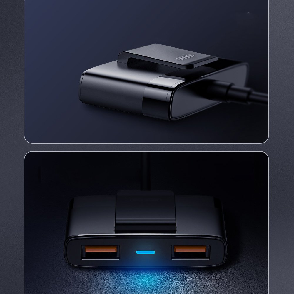 Joyroom greitas automobilinis įkroviklis 5x USB 6.2 A su prailginimo laidu juodas (JR-CL03)