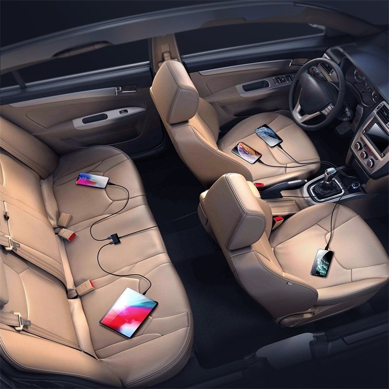 Joyroom greitas automobilinis įkroviklis 5x USB 6.2 A su prailginimo laidu juodas (JR-CL03)