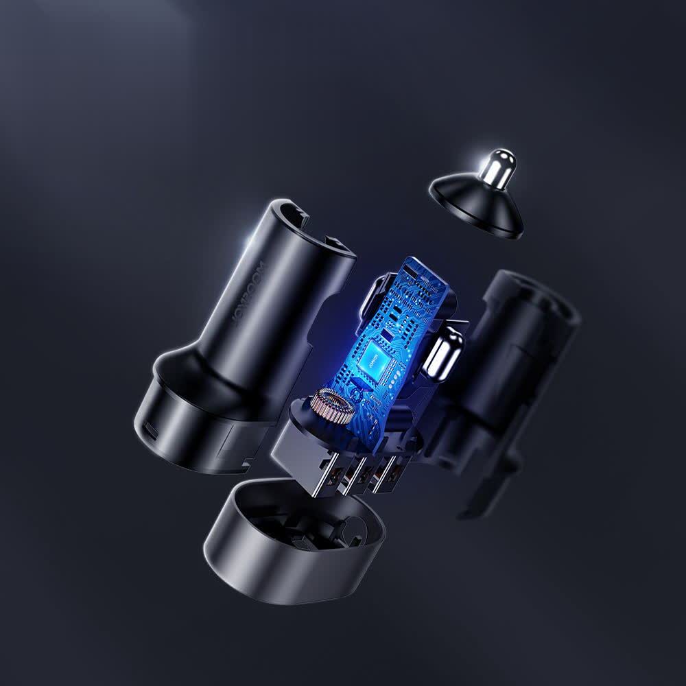 Joyroom greitas automobilinis įkroviklis 5x USB 6.2 A su prailginimo laidu juodas (JR-CL03)