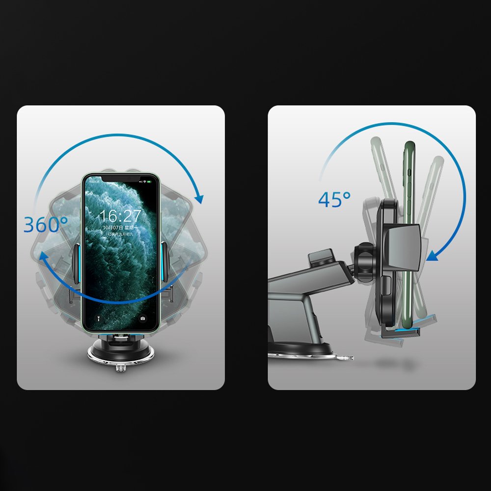 Joyroom automobilinis telefono laikiklis JR-OK3 su teleskopine ištraukiama ranka prietaisų skydeliui ir langui, juodas