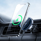 Joyroom automobilinis magnetinis laikiklis su Qi belaidžiu indukciniu įkrovikliu 15W (MagSafe Compatible for iPhone) juodas (JR-ZS240)