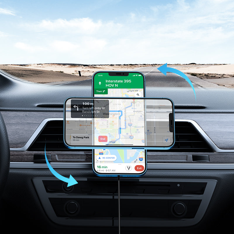 Joyroom automobilinis magnetinis laikiklis su Qi belaidžiu indukciniu įkrovikliu 15W (MagSafe Compatible for iPhone) juodas (JR-ZS240)