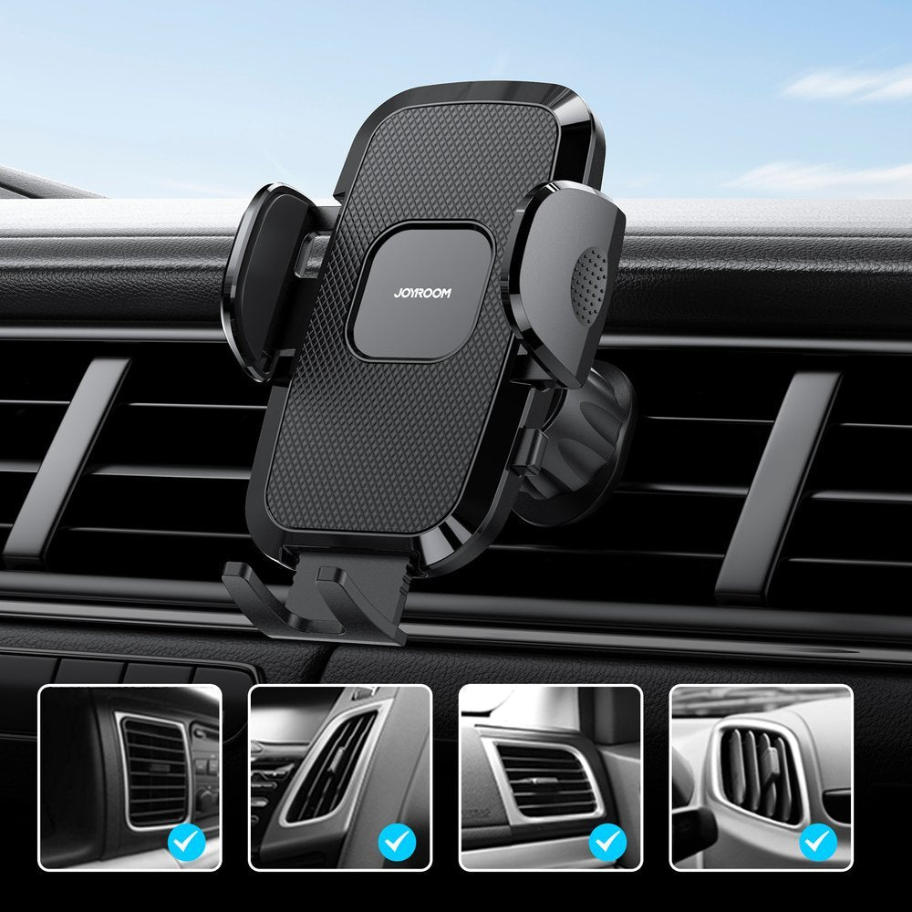 Joyroom automobilinis laikiklis JR-ZS259 su spaustuku oro angai, juodas