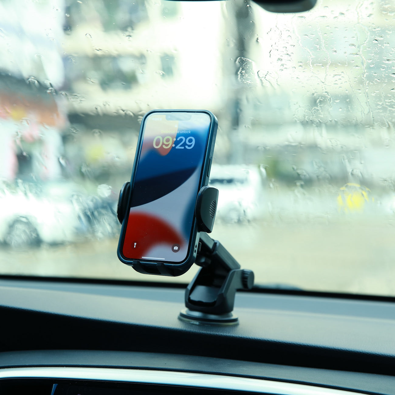 Joyroom automobilinis telefono laikiklis JR-ZS259 su teleskopine ištraukiama ranka prietaisų skydeliui ir priekiniam stiklui, juodas