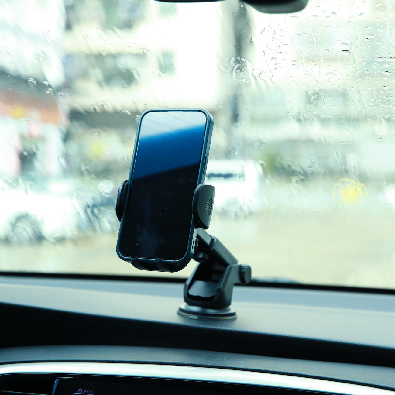 Joyroom automobilinis telefono laikiklis JR-ZS259 su teleskopine ištraukiama ranka prietaisų skydeliui ir priekiniam stiklui, juodas