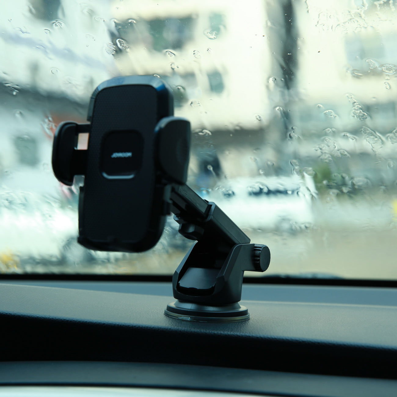 Joyroom automobilinis telefono laikiklis JR-ZS259 su teleskopine ištraukiama ranka prietaisų skydeliui ir priekiniam stiklui, juodas