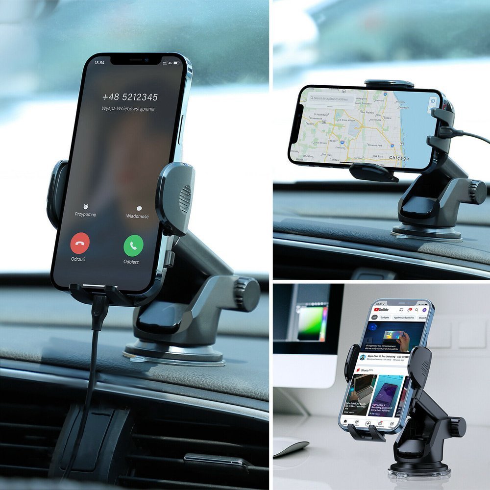 Joyroom automobilinis telefono laikiklis JR-ZS259 su teleskopine ištraukiama ranka prietaisų skydeliui ir priekiniam...