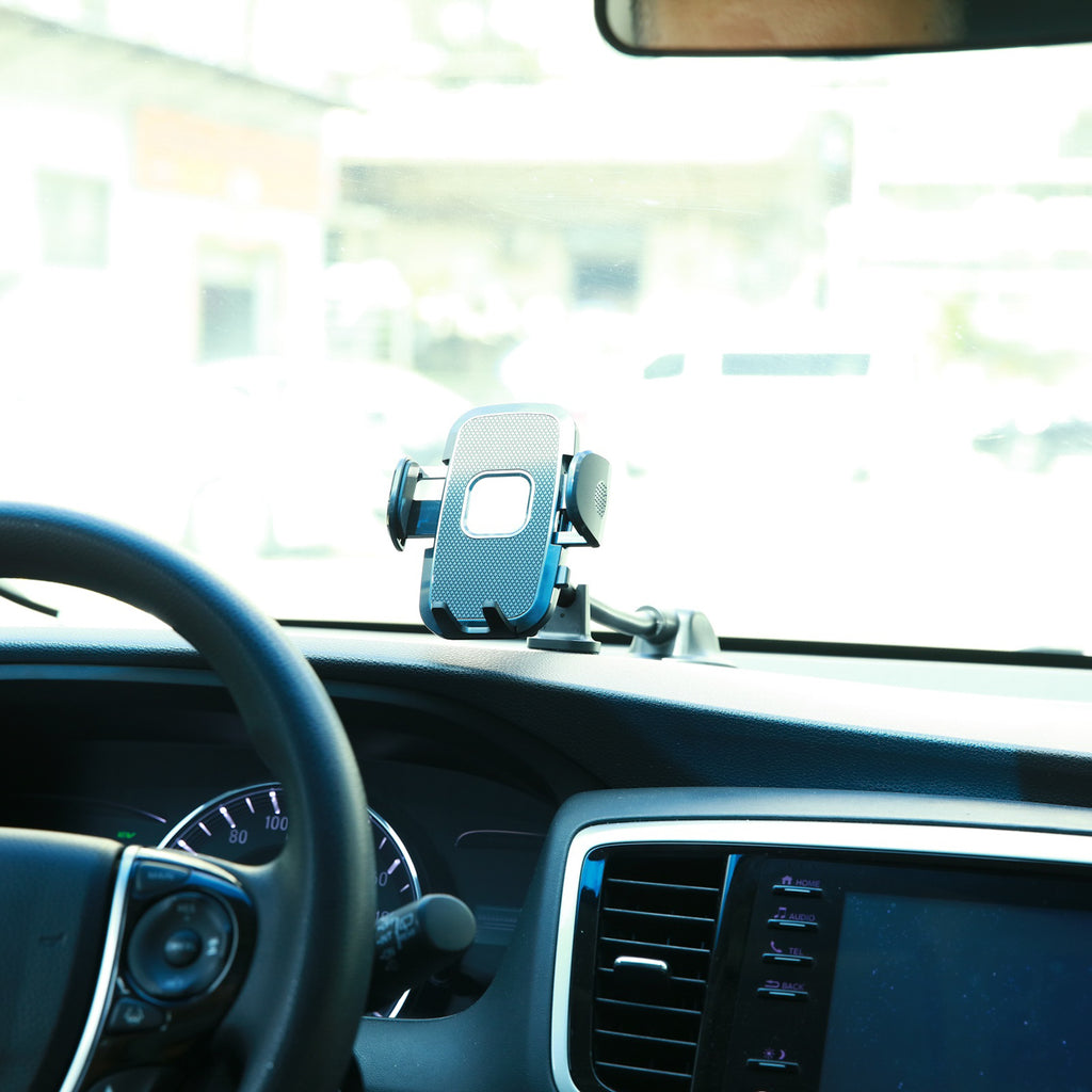 Joyroom automobilinis telefono laikiklis JR-ZS259 su lanksčia ranka prietaisų skydeliui arba priekiniam stiklui, juodas