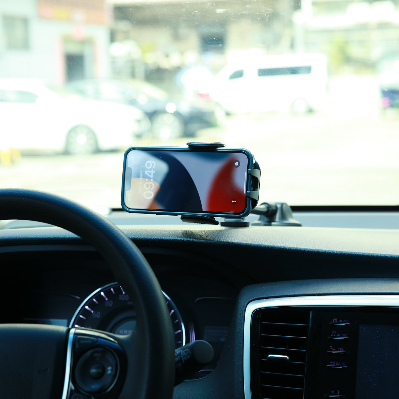 Joyroom automobilinis telefono laikiklis JR-ZS259 su lanksčia ranka prietaisų skydeliui arba priekiniam stiklui, juodas