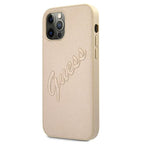 Guess dėklas iPhone 12 Pro Max – auksinis Saffiano -- iPhone 12 Pro Max