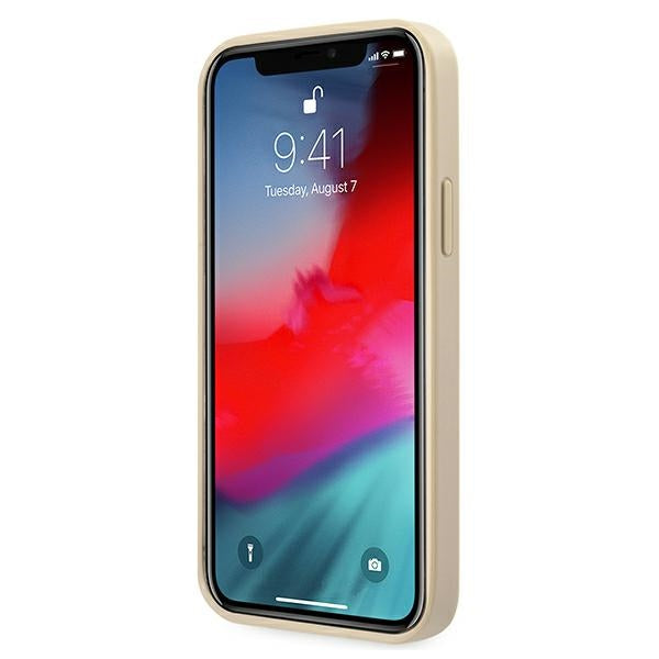 Guess dėklas iPhone 12 Pro Max – auksinis Saffiano -- iPhone 12 Pro Max
