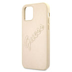 Guess dėklas iPhone 12 Pro Max – auksinis Saffiano -- iPhone 12 Pro Max