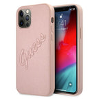 Guess Saffiano Vintage dėklas iPhone 12 Pro Max – rožinis -- iPhone 12 Pro Max